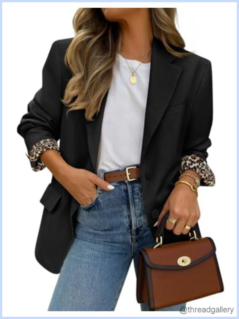 Women's Blazer Open Front Button Business Casual Oversized Jacket